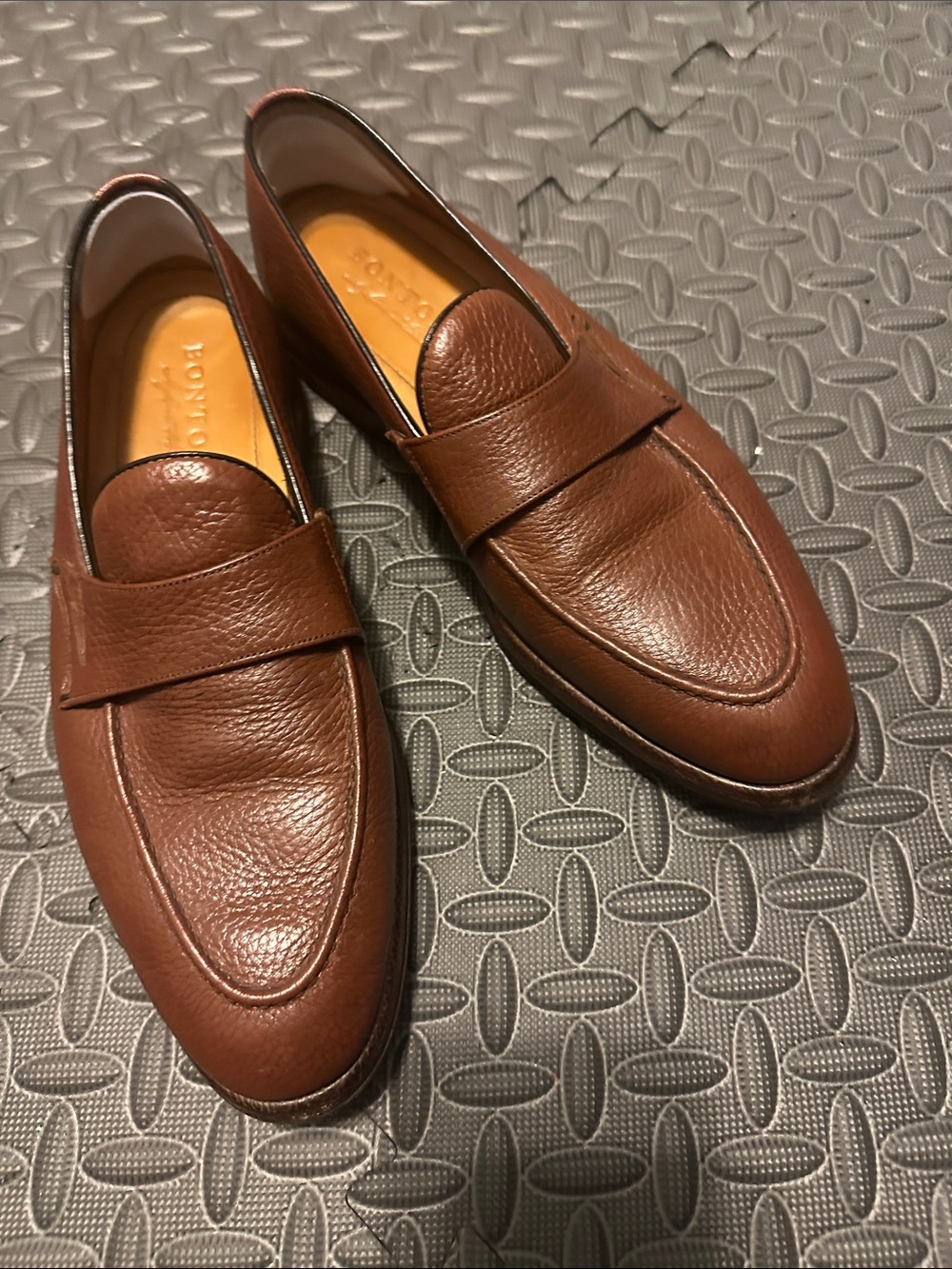 Bonton Brown Pebbled Leather Penny Loafers
